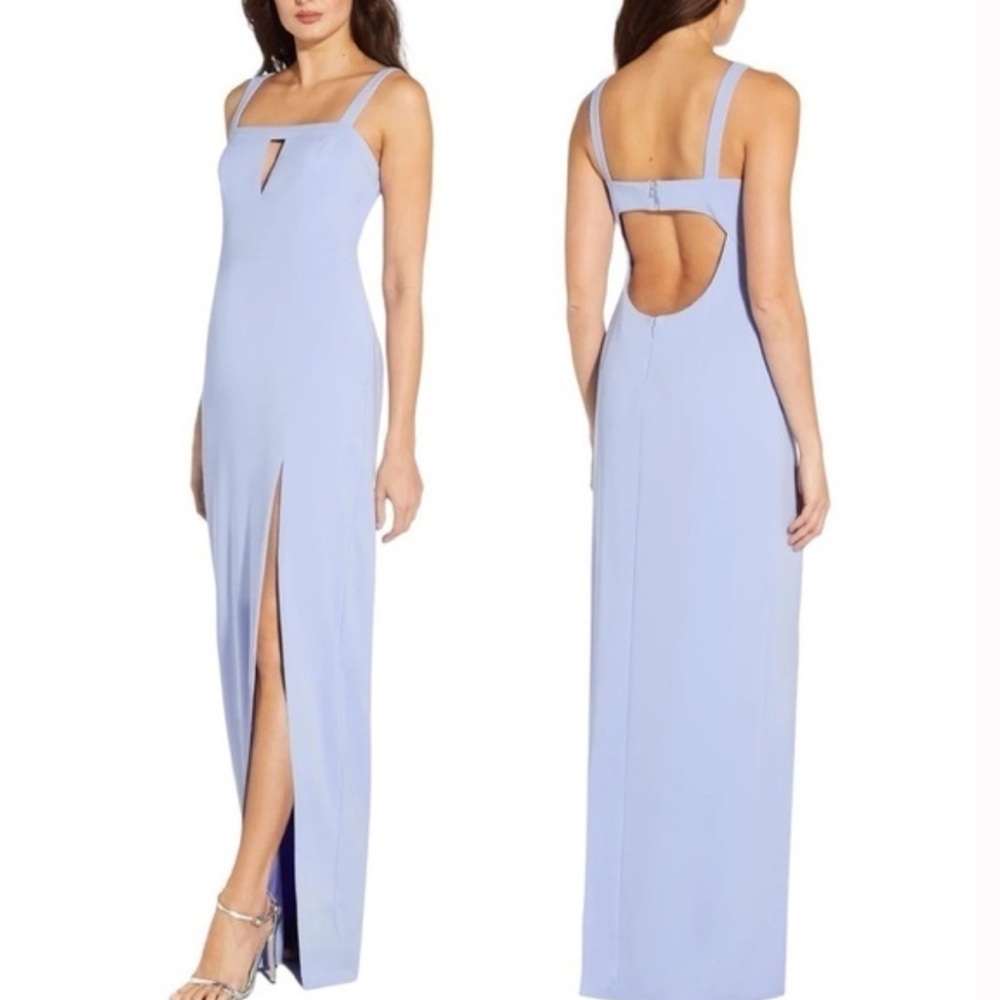 NWT AIDAN BY AIDAN MATTOX Cutout Column Gown Wisteria